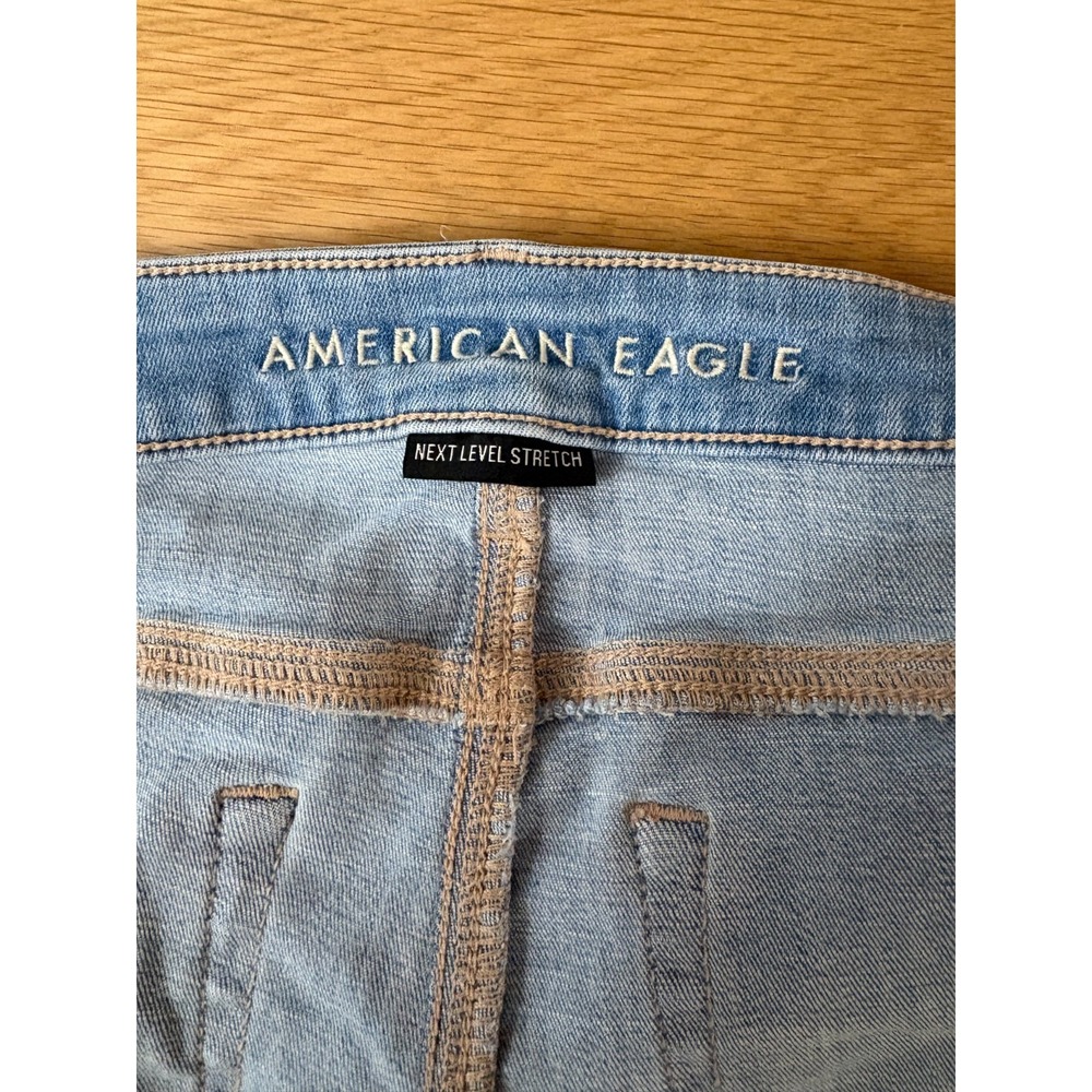American Eagle Midi Denim Shorts Size 0 Blue Stretch 5" Inseam Distressed - Picture 7 of 10